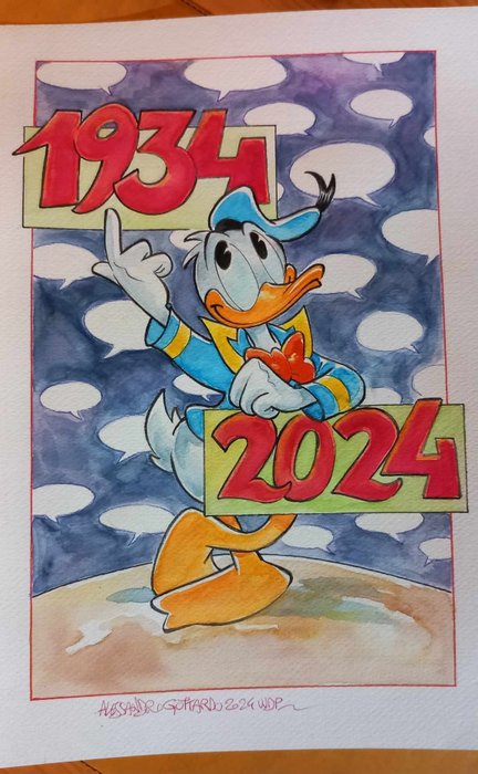 Alessandro Gottardo - 1 Watercolour - Donald Duck - "Donald Celebration" - 2024