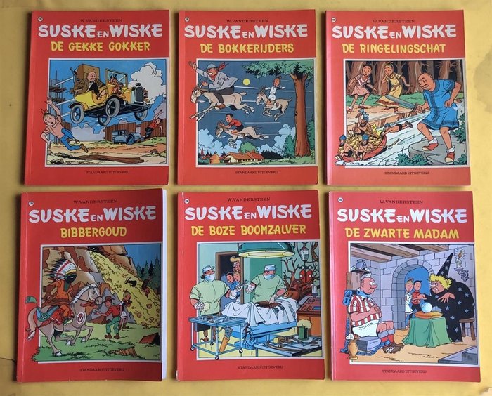 Suske en Wiske VK - 135 t/m 140 - - 4 kl.reeks - opeenvolgende nummers - 6 Album - Prima ediție - 1972/1973