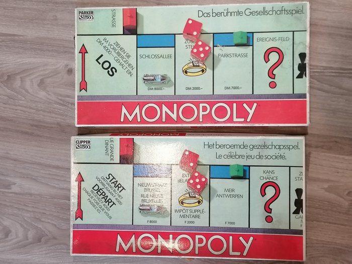 Monopoly (Germany, 1982, German), Monopoly (Belgium, French and Dutch) - Brettspiel - Plastik