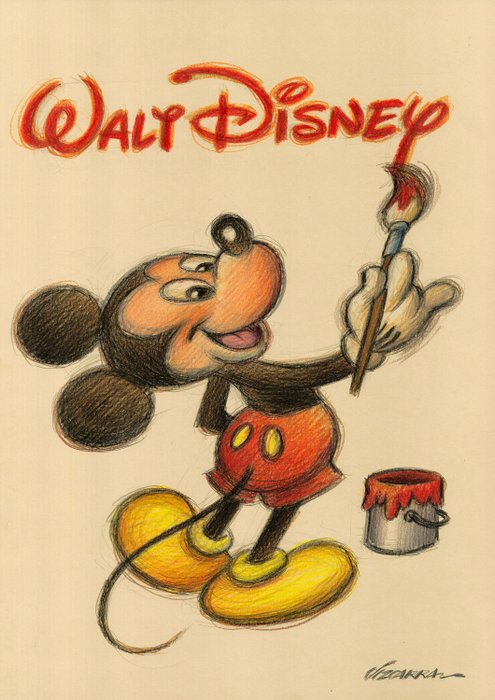 Joan Vizcarra - Mickey Mouse - Tribute to Walt Disney - Original Drawing - Pencil Art