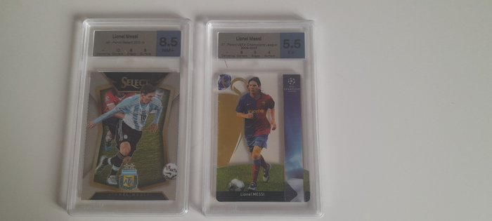 2008 and 2015 - Panini - UCL & Select - Lionel Messi - 2 Graded card - MTG 8.5 & 5.5