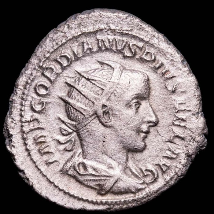 Empire romain. Gordien III (238-244 apr. J.-C.). Antoninianus Rome, AD 242-243. P M TR P III COS II P P. Gordianus in military attire  (Sans Prix de Réserve)