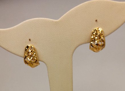 小型钉状耳环 - 18K包金 黄金 