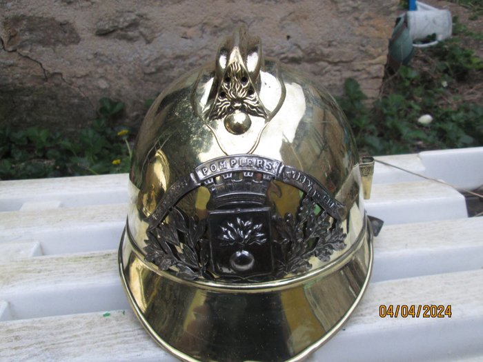 Franța - pompier - Cască militară - superbă cască de pompier 1895 de Autrey Les Gray 70