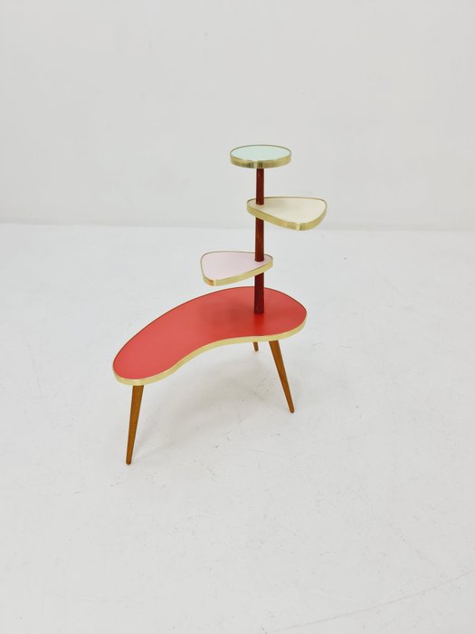 Stolik boczny - Drewno, Retro kwiatowy stół