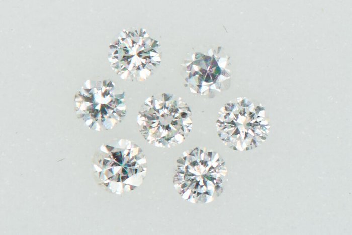 7 pcs 钻石 - 0.28 ct - 圆形的 - NO RESERVE PRICE - F - G - I1 内含一级, SI1 微内含一级, SI2 微内含二级, VS1 轻微内含一级, VS2 轻微内含二级