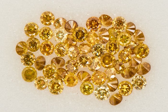 54 pcs Diamanti - 0.87 ct - Girare - NO RESERVE PRICE - Fancy Vivid to Deep Mix Yellow - SI1, SI2, VS1, VS2