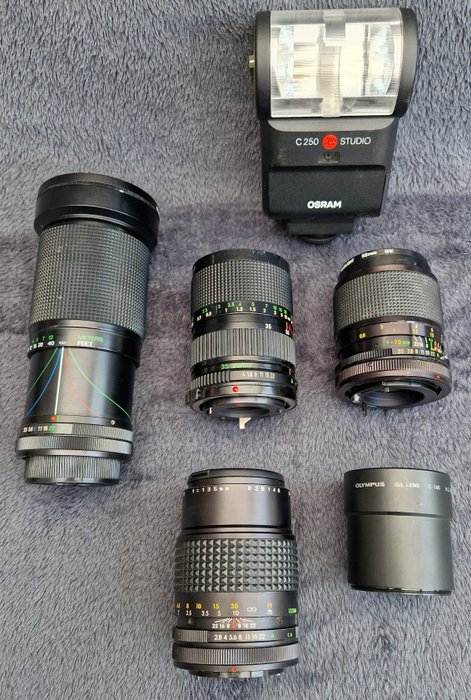 Canon, Olympus, Kenlock Zoom Lens FD 35-70 mm 1:4 + andere zie beschrijving Cameralens
