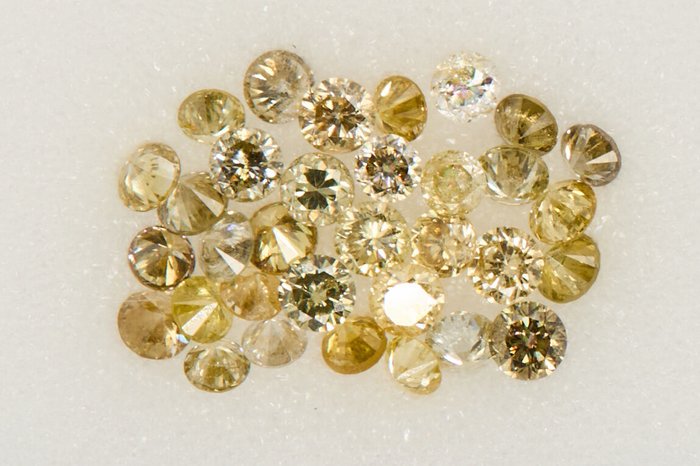 33 pcs Diamante - 0.78 ct - Rundă - NO RESERVE PRICE - Nat. Fancy Mix Yellow - Greenish Yellow - SI1, SI2, VS1, VS2