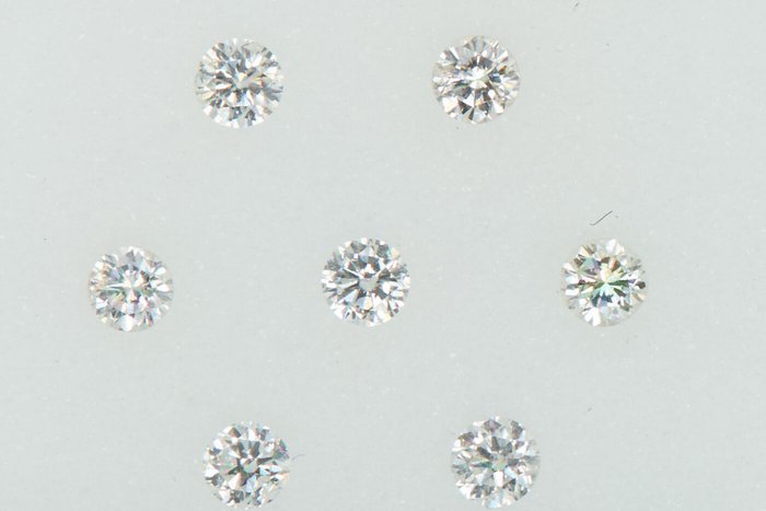 7 pcs 鑽石 - 0.37 ct - 圓形的 - NO RESERVE PRICE - F - H - I1, SI1, SI2, VS1, VS2