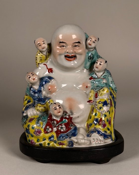 Statuetă - famille rose laughing buddha - Porțelan - China