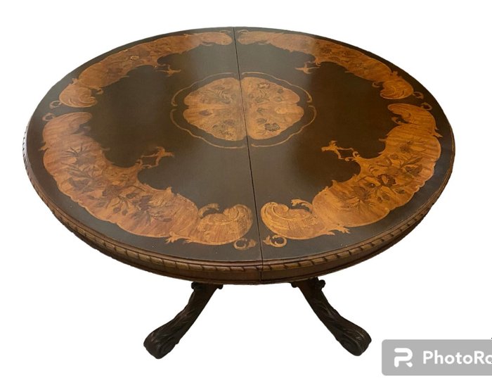 pregiato tavolo olandese allungabile ricco intarsio legno massello - Asztal - holland - Keményfa