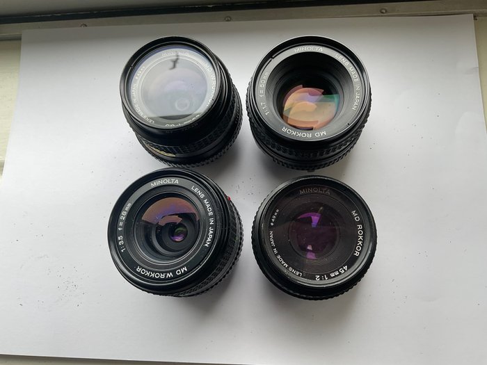 Minolta MD rokkor 45mm/50mm/28mm/28mm Prime lens