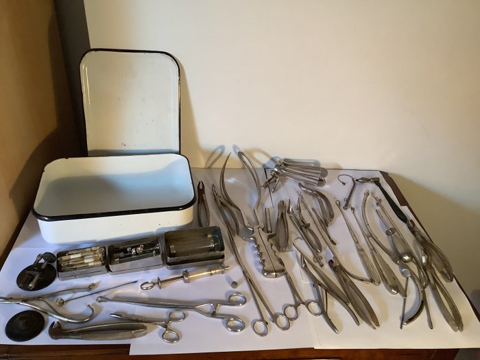 Medicinsk instrument - Sæt med kirurgiske medicinske værktøjer fra 1920'erne (39) - Stål (rustfrit)