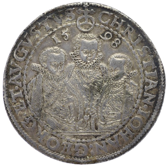 德國，薩克森. Albertinian Line - Christian II, Johann-Georg and August. Thaler (taler) 1598 - HB - Dresden