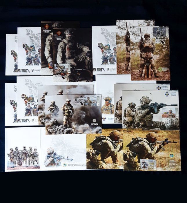 GROSSES SET - Postkarten mit Briefmarke, Ersttagssiegel (5) + Postkarten (5) + Umschläge (10) - Postkarte - 2023-2023