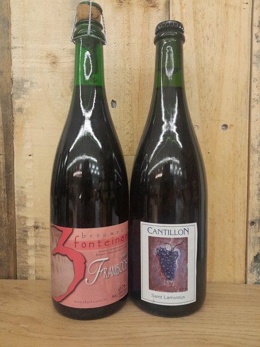 3 Fonteinen - Framboos 2014 & Cantillon Sint-Lamvinus 2012 - 75cl -  2 flessen 