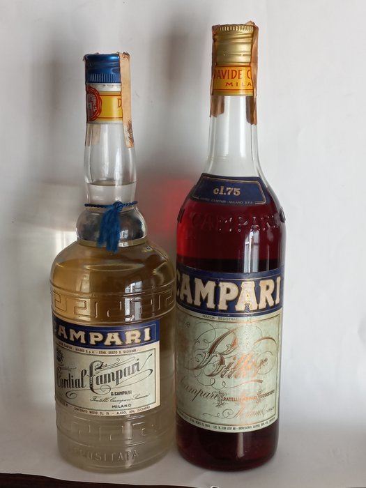 Campari - Cordial Campari + Bitter  - b. 1970er Jahre, 1990er Jahre - 0,75 Liter - 2 flaschen