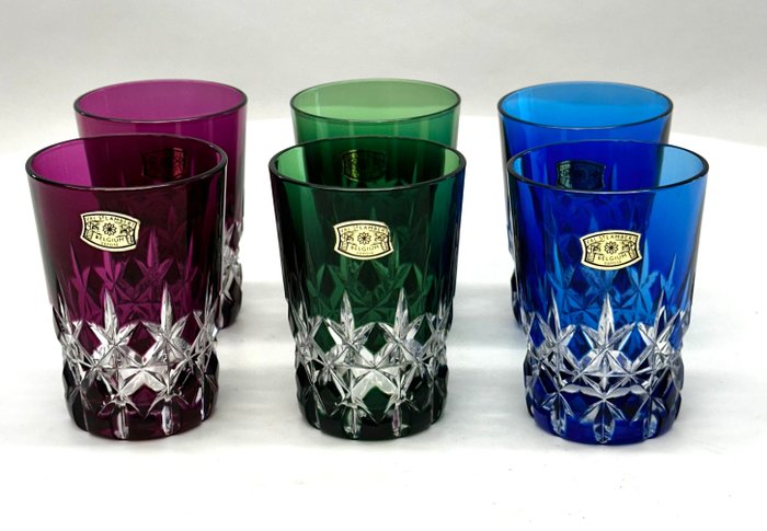 Val Saint Lambert Art Deco VSL glazen in geslepen gekleurd kristal - Vas  - Cristal