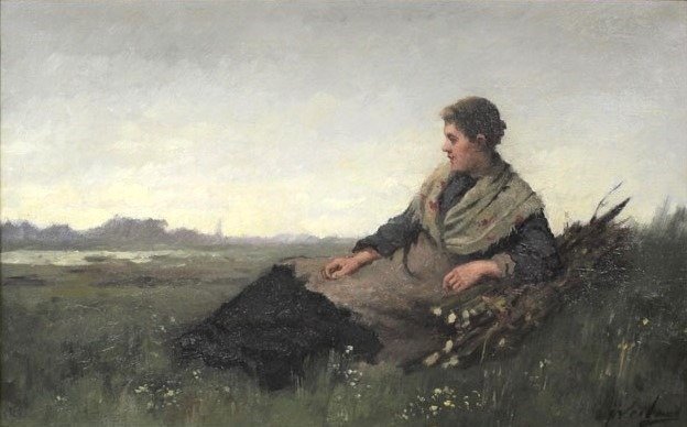 Johannes Weiland (1856-1909) - "Vrouw rust uit"
