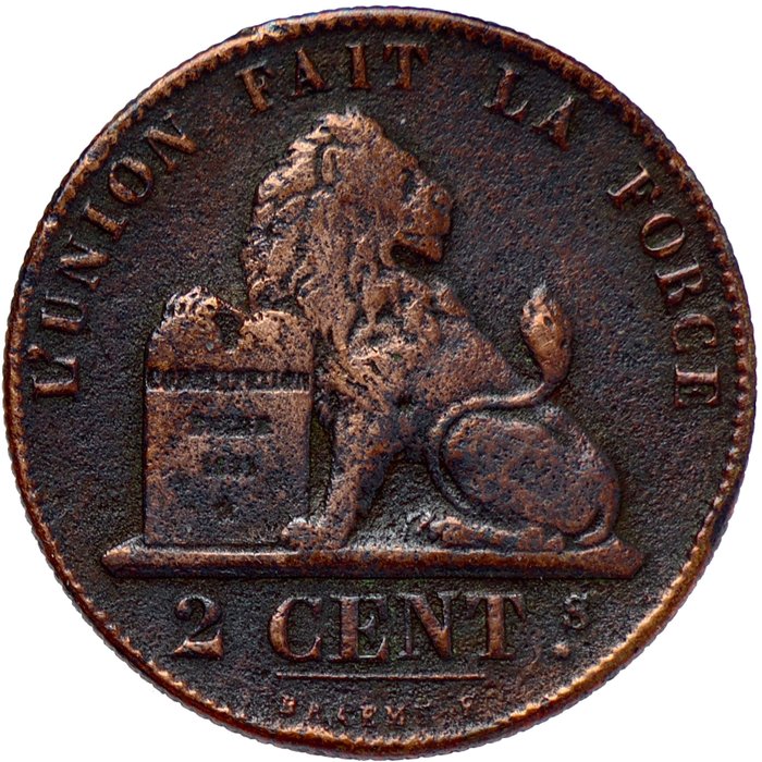 比利時. Leopold I (1831-1865). 2 Centimes 1855 - EXTREMELY RARE date
