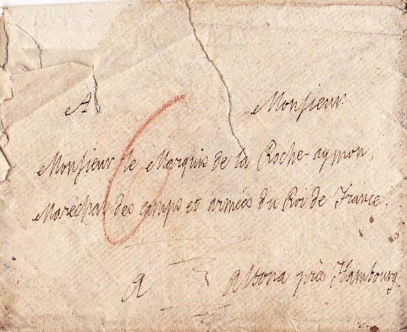 [Révolution Française] - Louis XVIII - Enveloppe autographe et cachet de cire à ses armoiries - 1793