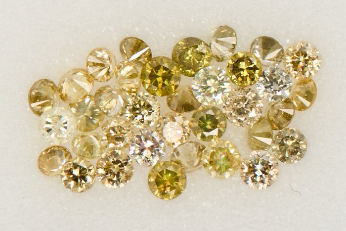 35 pcs Diamanten - 0.78 ct - Runden - NO RESERVE PRICE - Nat. Fancy Mix Yellow - Greenish Yellow - I1, SI1, SI2, VS1, VS2