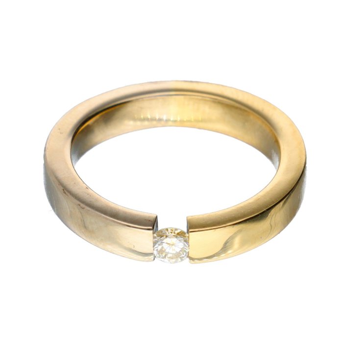 戒指 - 18K包金 黄金 -  0.13 tw. 钻石  (天然色彩的) 