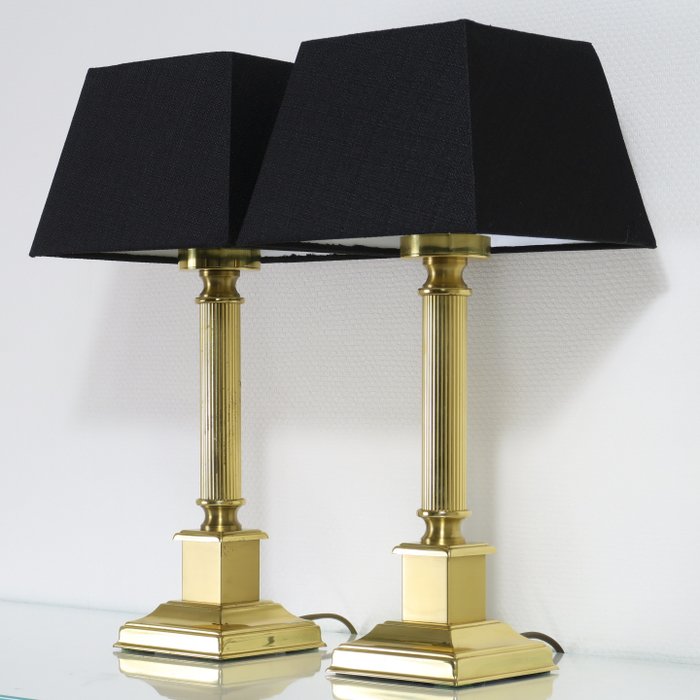 Herda - Een Paar Schitterende Exclusieve Bureaulampen / Tafellampen - Bordlampe (2) - Messing