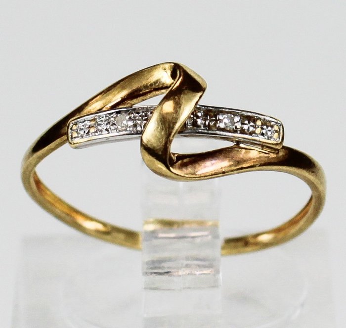 Utan reservationspris - Ring - 18 kt Gult guld -  0.01 tw. Diamant  (Natural) 