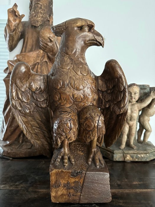 雕刻, Antieke Adelaar - 43 cm - 木 - 1800