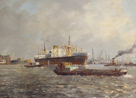 Siem Schaeffer (1924-2005) - Rotterdamse haven.