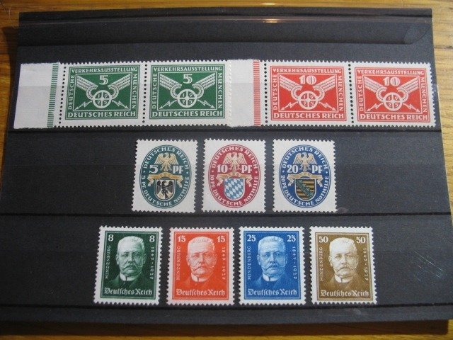 Deutsches Reich  - MiNr.375-377, 403-406, 370x, 371y alle Marken postfrisch