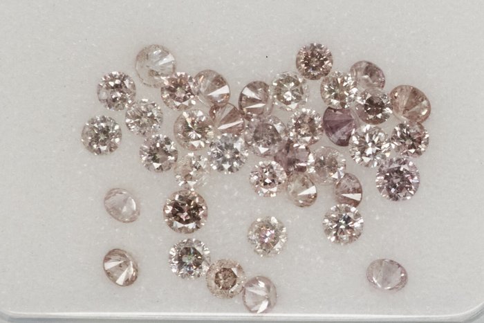 38 pcs Diamanter - 0.81 ct - Rund - NO RESERVE PRICE - Mix Brown - Pink* - I1, I2, SI1, SI2, I3