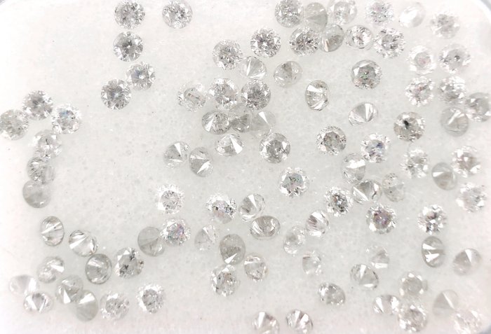 94 pcs 钻石 - 1.02 ct - 圆形 - *no reserve* D to H Diamonds - I1-I3