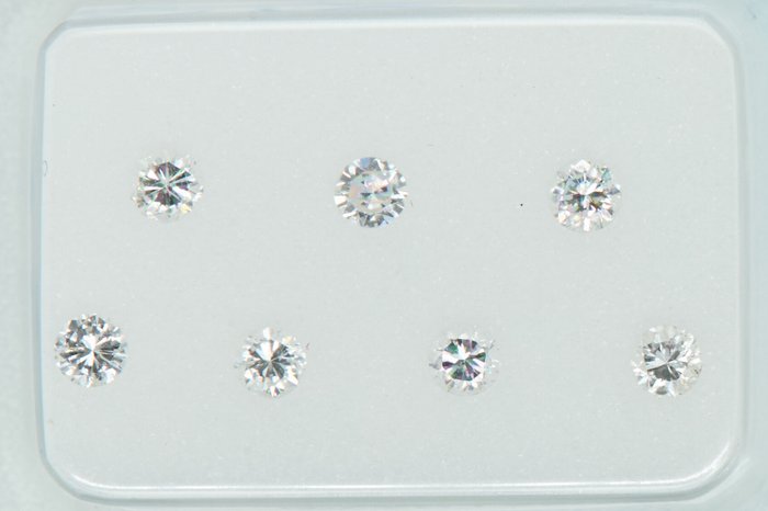 7 pcs Diamonds - 0.39 ct - Round - NO RESERVE PRICE - E - F - G - SI1, SI2, VS1, VS2