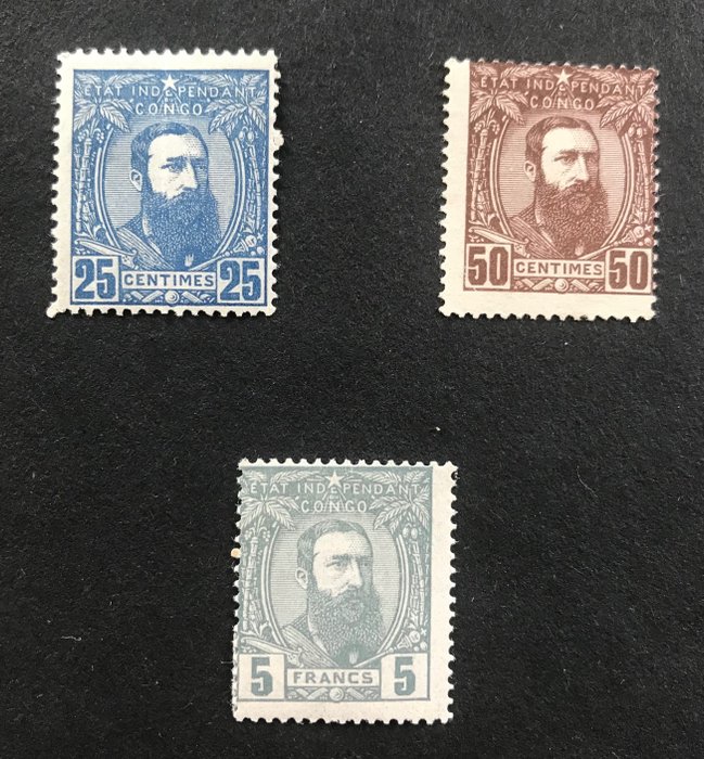 Congo belga 1887/1892 - Re Leopoldo I - OBP 8-9-12