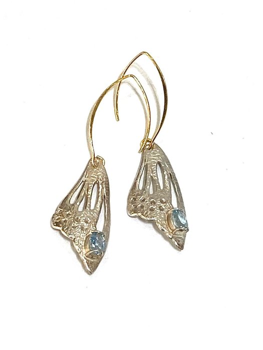 No Reserve Price - Earrings Gold-plated, Silver Topaz 