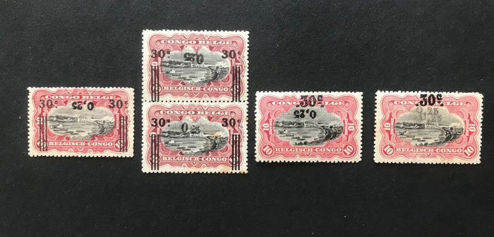 Congo Belgian 1923 - Elisabethstad cu detalii - OBP104 - 104a - 105 - 105a