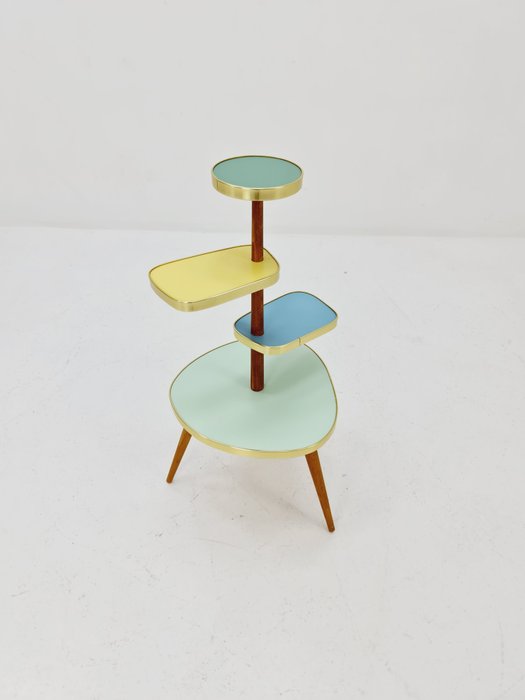 Side table - 木, 黃銅, 復古花桌