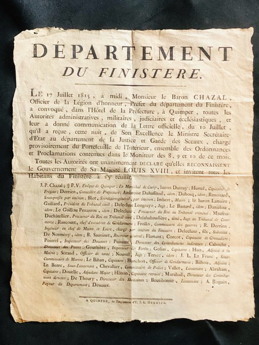 Document - Restauration - [Retour de Louis XVIII] Dépêche télégraphique - 1815