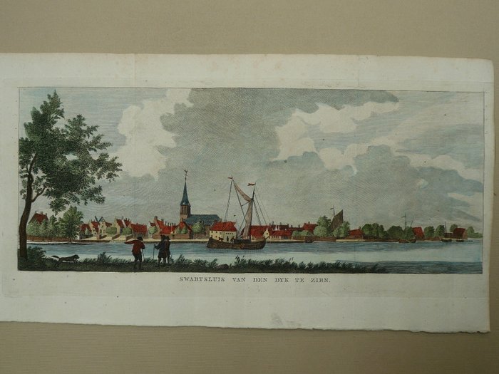 Netherlands, Town plan - Blacklock; D. de Jong - DeSwartsluis van den Dyk te zien - 1801-1820