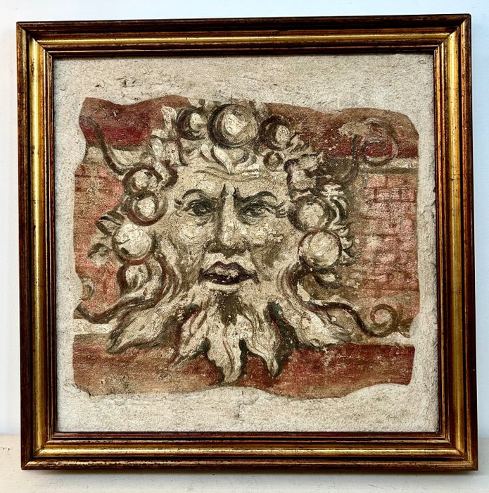 Italia, Antico affresco staccato da Muro del XVIII Secolo - - Raffigurazione Mitologica
