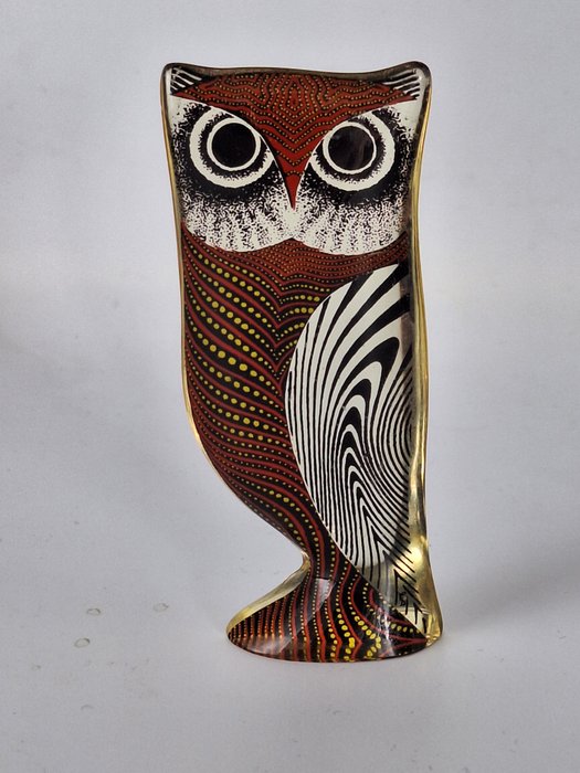 abraham palatnik - sculptuur, Two tone Owl - 8.5 cm - lucite - 1967