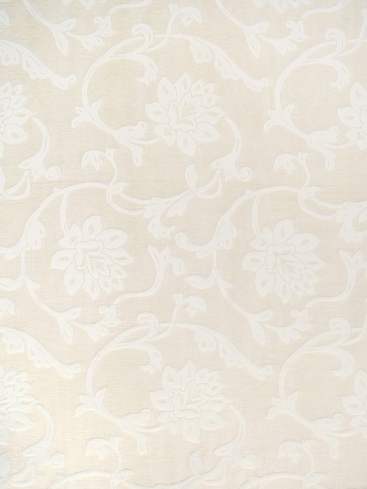 Tela Damasco Jacquard efecto aterciopelado - Motivo Barroco Francés Blanco Leche - 550x140 cm - Textil