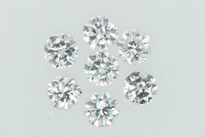 7 pcs 鑽石 - 0.33 ct - 圓形的 - NO RESERVE PRICE - F - G - SI1, SI2