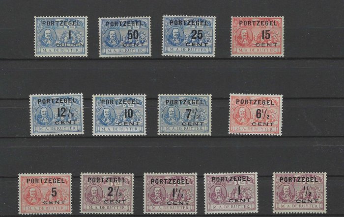Holanda 1907 - Selos postais "De Ruyter" - NVPH P31/P43