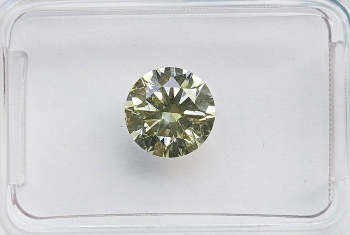钻石 - 1.15 ct - 圆形 - 淡绿带黄 - SI2 微内含二级, No Reserve Price