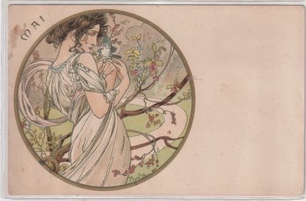 法國 - Mucha - 五月 - 裝飾藝術新藝術 - 明信片 (1) - 1898-1900