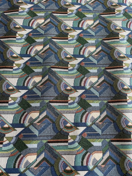 Gobelin Upholstery Fabric Exclusive Tetra Blue Design - Upholstery fabric  - 300 cm - 280 cm